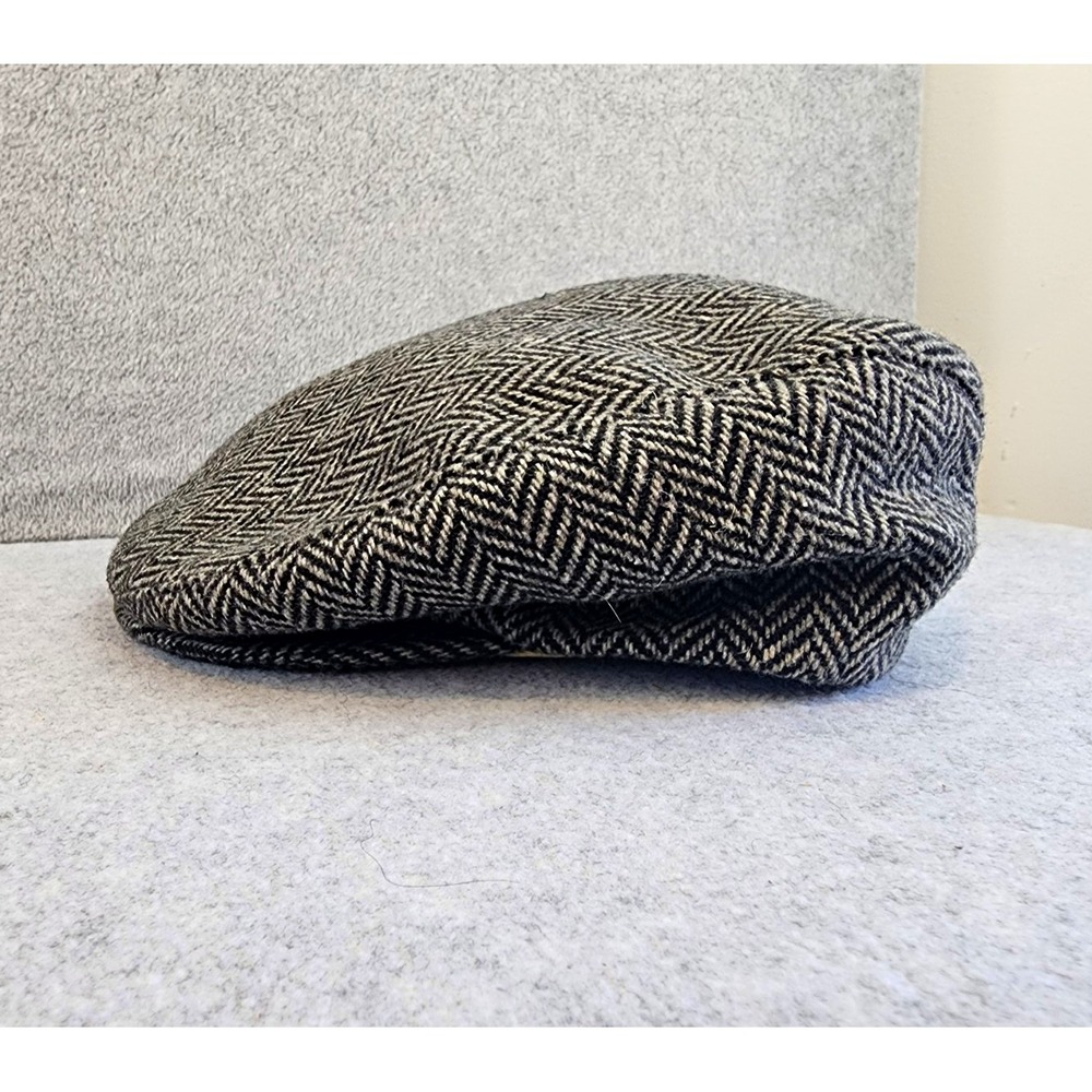 Country Gentleman Men's Herringbone Flat Cap Hat Gray/Black L Lined